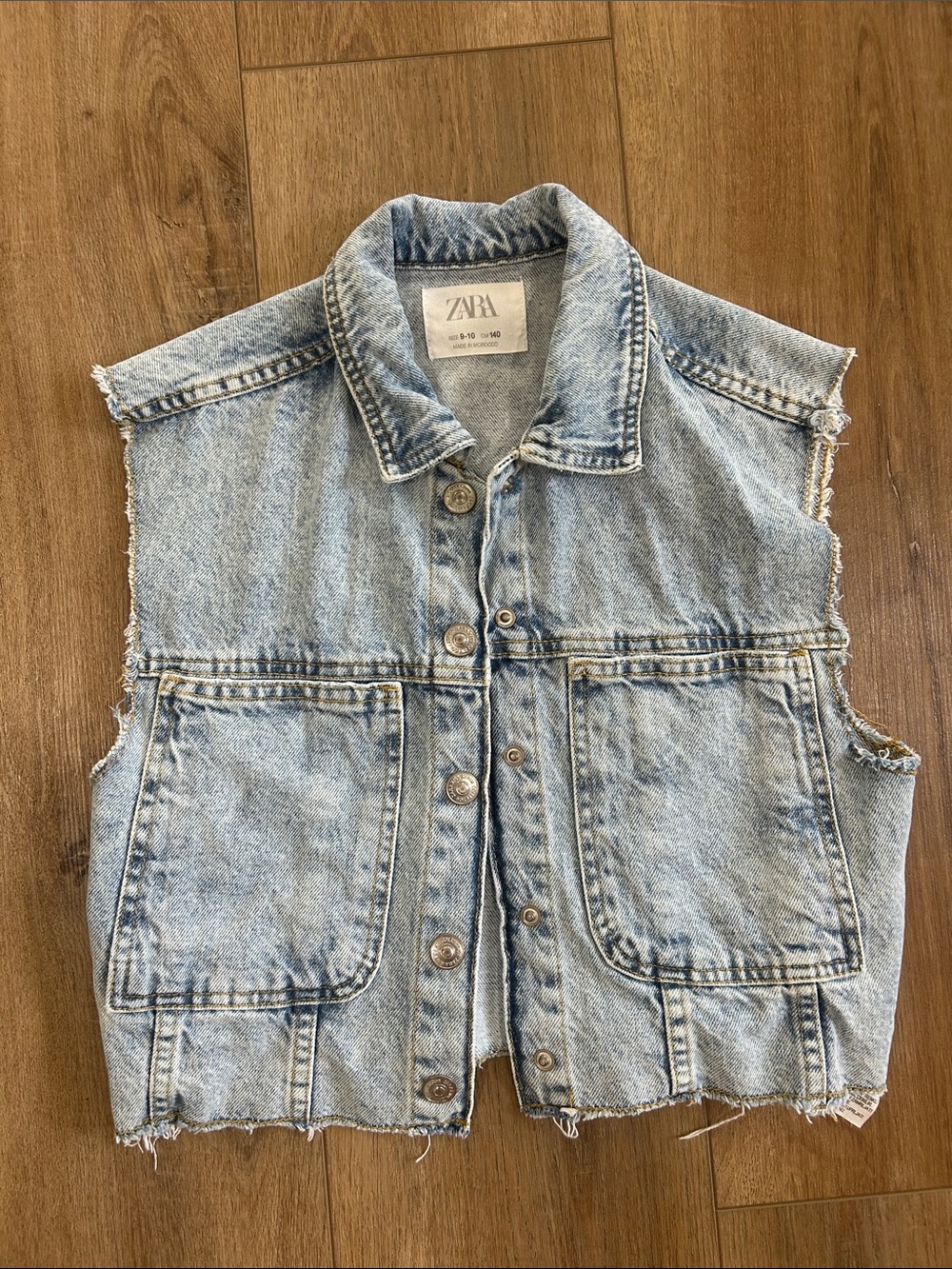 ZARA Light Blue Frayed Denim Vest